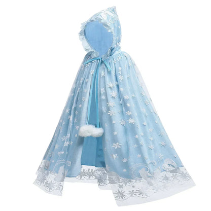 Snow Queen winter cape for girls, back view – Magic Tree Kids