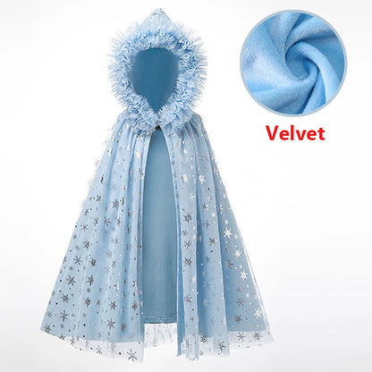 Snowflake Sparkle hooded cape for girls, detail view – Magic Tree Kids