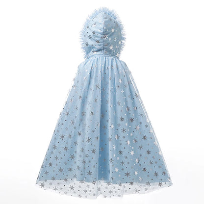 Snowflake Sparkle hooded cape for girls, hood detail – Magic Tree Kids