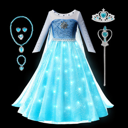 Snowlight Princess gown for girls, skirt detail – Magic Tree Kids