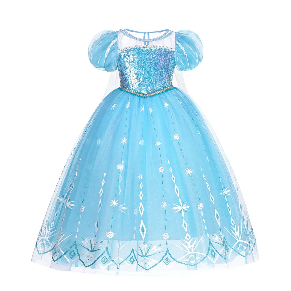 Complete Snowlight Queen ice princess costume outfit for girls laid flat