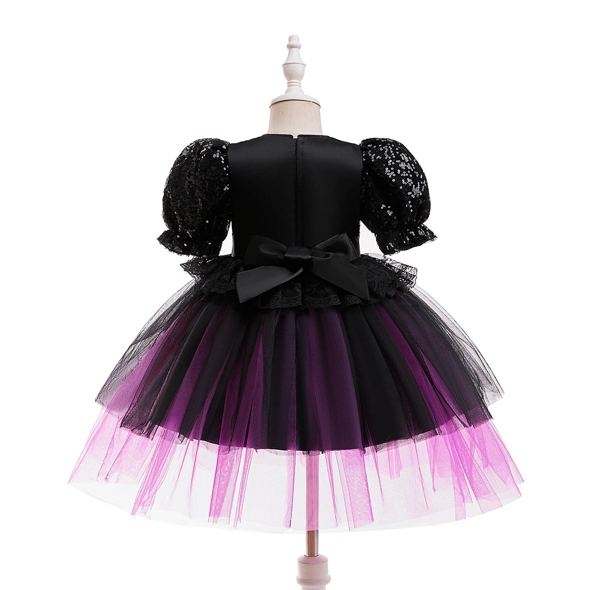 Knee-length black and purple Halloween tutu costume for girls
