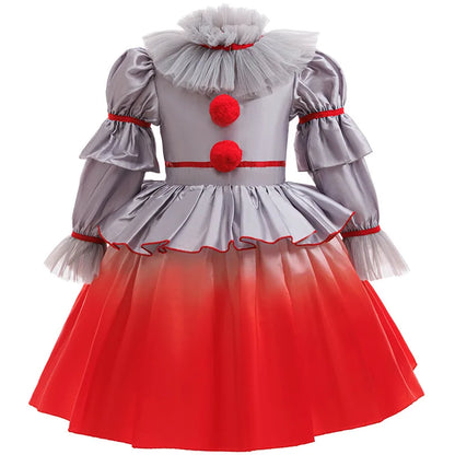 Girls' spooky circus clown costume dress with gradient styling from Magic Tree Kids