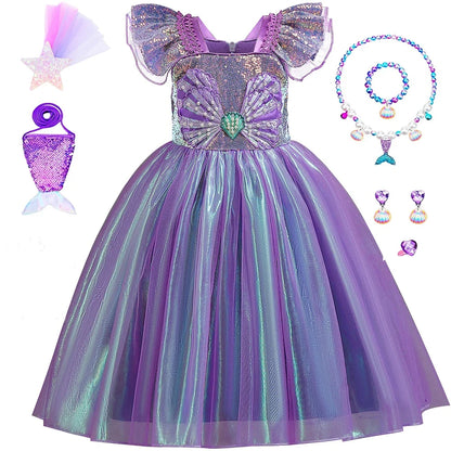 Undersea Sparkle dress for girls, back view – Magic Tree Kids