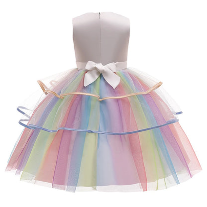 Sleeveless floral princess dress for girls in a dreamy unicorn theme
