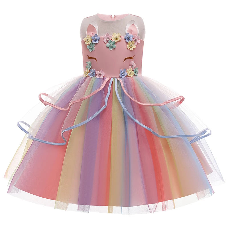Twirl-ready unicorn birthday dress with delicate floral details
