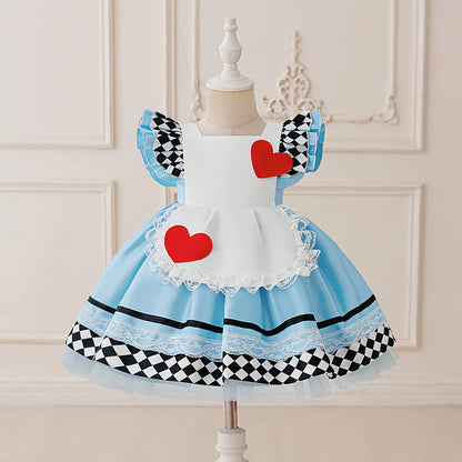 Wonderland blue floral party dress for girls by Magic Tree Kids