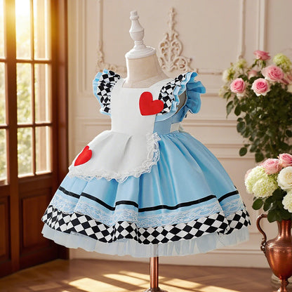 Twirl-ready blue floral princess dress for birthdays and dress-up