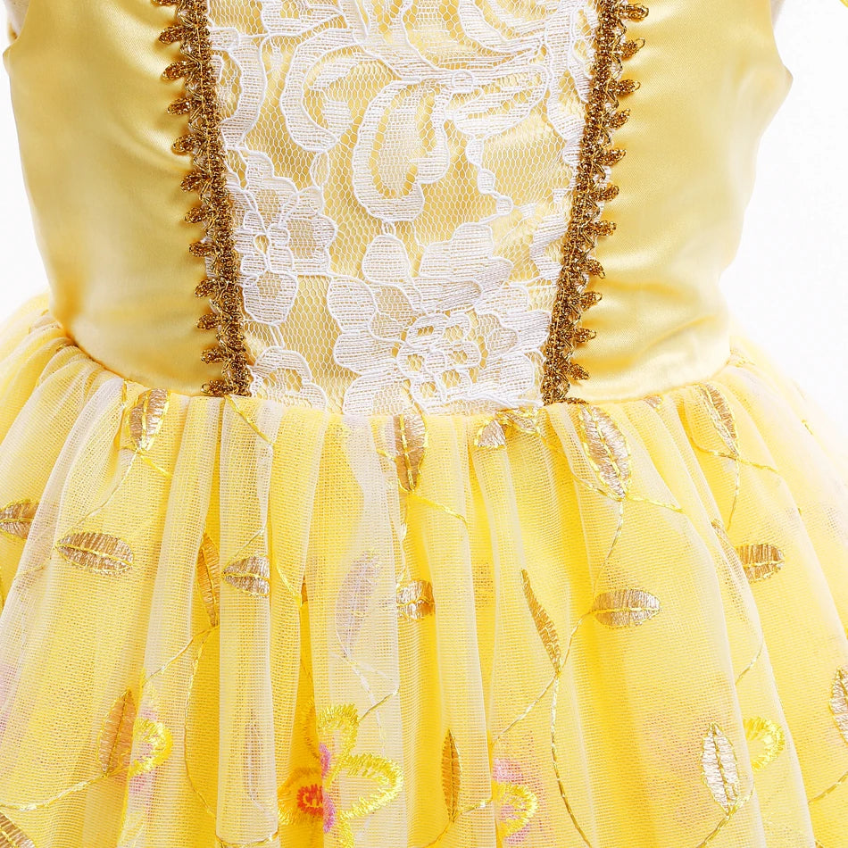 Yellow Princess Dress for girls, front view – Magic Tree Kids