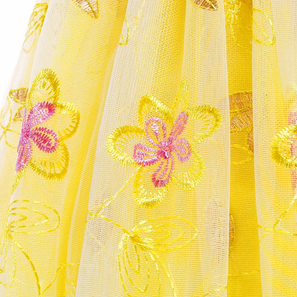 Yellow Princess Dress for girls, detail view – Magic Tree Kids